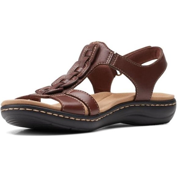 Clarks Women's Laurieann Kay Flat Sandal - Tan Leather